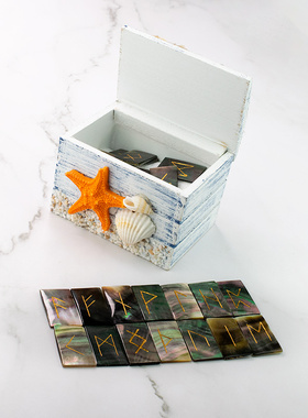 黑蝶贝如尼 手工雕刻卢恩石原创Runes