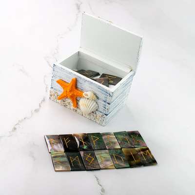 黑蝶贝手工如尼原创卢恩石