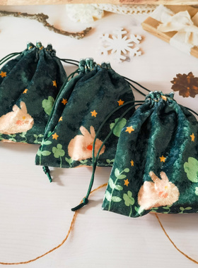 冰花绒可爱兔子手绘风塔牌罗雷诺曼卡牌骰子收纳袋