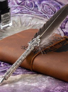 羽毛笔蘸水笔古典欧式复古威卡专用手工墨水搭档