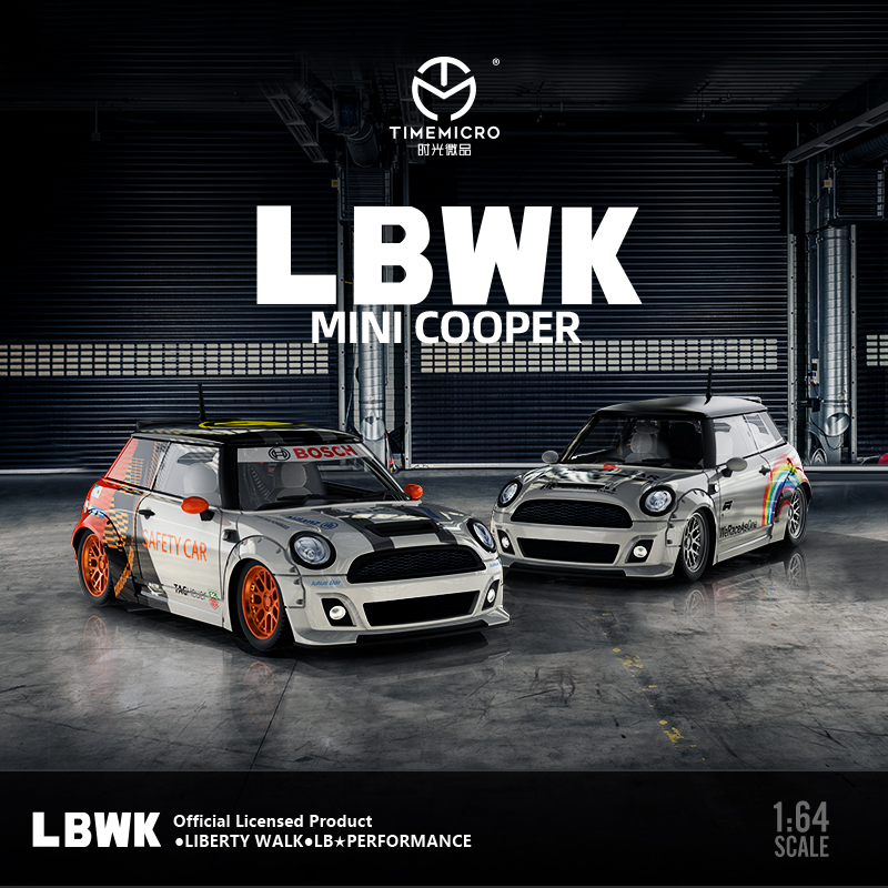 汽车模型1:64宝马mini安全车LBWK彩虹版迷你Cooper仿真合金