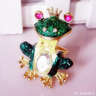 彩釉夸张青蛙韩版戒指38包邮