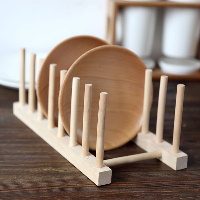 创意风原木7格本色会议室盘子架