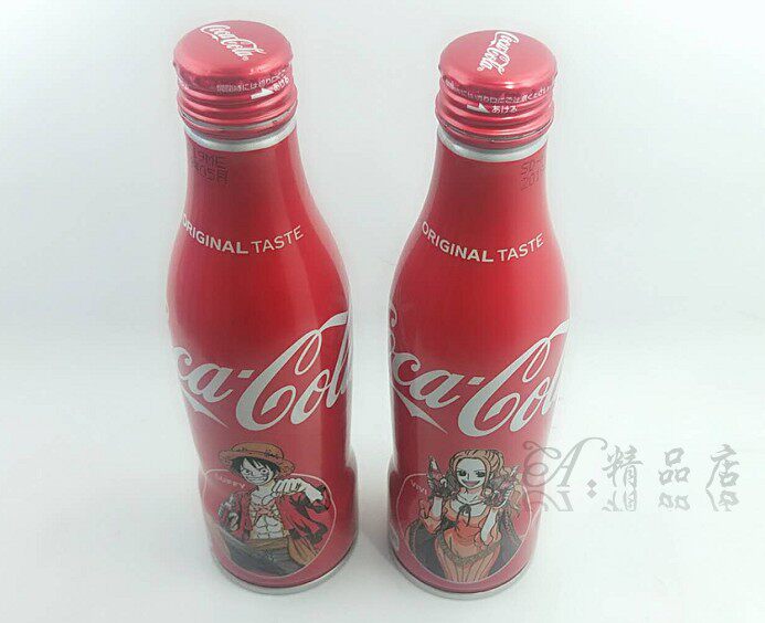 日本环球影城海贼王梭罗限定可口可乐鋁罐收藏饮料瓶一对瑕疵空瓶