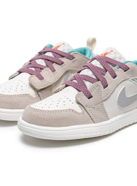 耐克童鞋运动鞋JORDAN 1潮流时尚低帮轻便耐磨休闲鞋 FQ8092-100
