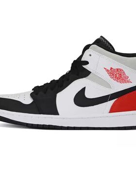 正品耐克Air Jordan 1 Mid休闲板鞋百搭篮球男鞋 852542-100白红