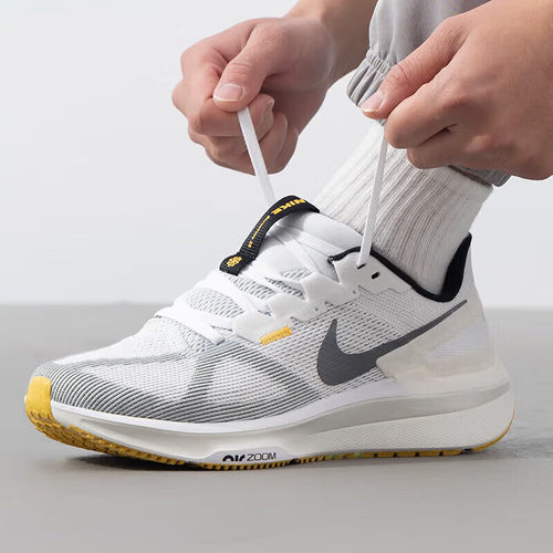 正品耐克男跑步鞋AIR ZOOM STRUCTURE 25运动鞋白灰色DJ7883-110