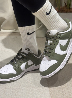 正品耐克 Dunk Low 白橄榄绿 女款复古休闲板鞋 DD1503-120
