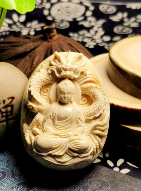 天然猛犸象牙冰料手工雕刻吊坠