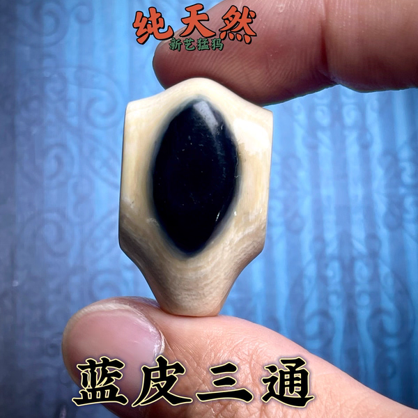 猛犸牙天然冰料高品质蓝眼睛蓝皮鲨鱼背三通长串手串文玩配饰珠子