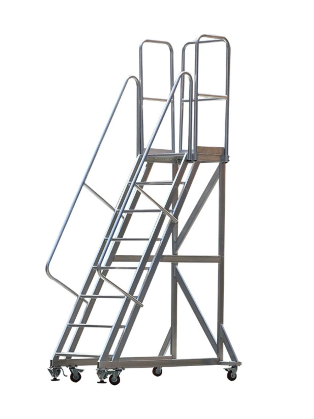 铝合金工业登高楼梯安全踏步作业平台仓库移动踏步台阶维修登高台