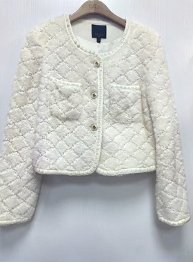 Dili迪骊正品春秋 25新款米白小香风短款大衣外套 不退不换