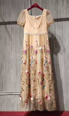 Dili迪骊专柜正品新款橙碎花气质仙气网纱晚礼服长连衣裙sm不退换