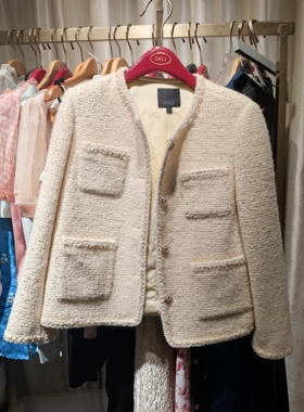 Dili迪骊正品春秋 25新款米黄小香风短款大衣外套 不退不换