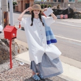 巨好看叠穿蕾丝连衣裙套装女2025夏季新款慵懒风格子半身裙两件套，女装套装/套裙，2C069