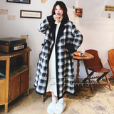 【】复古格纹加厚长款皮毛一体外套3370-P215K328，女装皮草，2C069