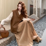 【xian货】复古麂皮绒马甲+衬衫+阔腿裤3件套F680-P195K288，女装套装/套裙，2C069