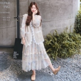 【xian货】法式绝美印花连衣裙+花边马甲套装F653-P195K288，女装套装/套裙，2C069