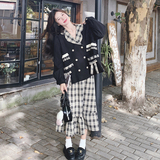大货已出2026春学院风复古格纹拼接两件套装2587-P175K238，女装套装/套裙，2C069