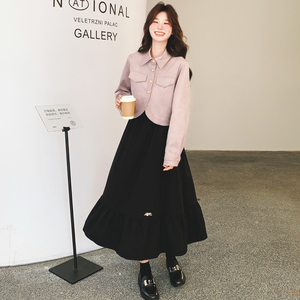休闲风通勤静奢风时尚套装复古春秋连衣裙秋季女装显瘦气质小个子图片