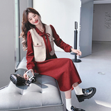 【】今年流行的复古红连衣裙+马甲套装88033-P145K198，女装套装/套裙，2C069