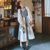 2026春法式甜美格纹拼接假两件连衣裙99170-P135K198，女装连衣裙，2C069