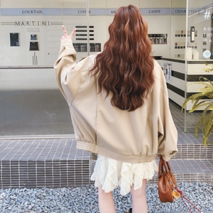 复古奶茶色羊腿袖皮衣外套女2025秋季新款显瘦今年流行爆款PU夹克图片
