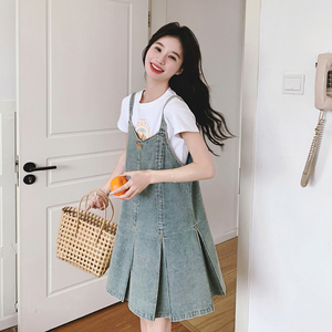 复古牛仔背带裙女2025夏季新款韩版学院风时尚洋气减龄吊带连衣裙图片