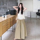 蕾丝拼接无袖上衣阔腿裤套装女夏2025新款两件套绝美俏皮又酷又飒，女装套装/套裙，2C069