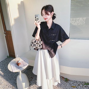 新中式风衬衫套装裙女2025夏季新款高级感复古上衣半身裙两件套图片