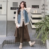 大货衬衫+不规则半身裙+牛仔马甲3件套F613-P195K268，女装套装/套裙，2C069