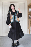 黑色提花拼接连衣裙+新中式开衫套装99075-P155K218，女装套装/套裙，2C069