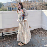 温柔风穿搭V领碎花连衣裙套装女春夏2025新款超火针织马甲两件套，女装套装/套裙，2C069
