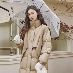 【大货】韩版针织围巾帽长款活页羽绒服 50绒 Y151-P395 K598图片