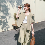 韩系时尚休闲西装套装女2025年夏季新款高级感超好看阔腿裤两件套，女装套装/套裙，2C069
