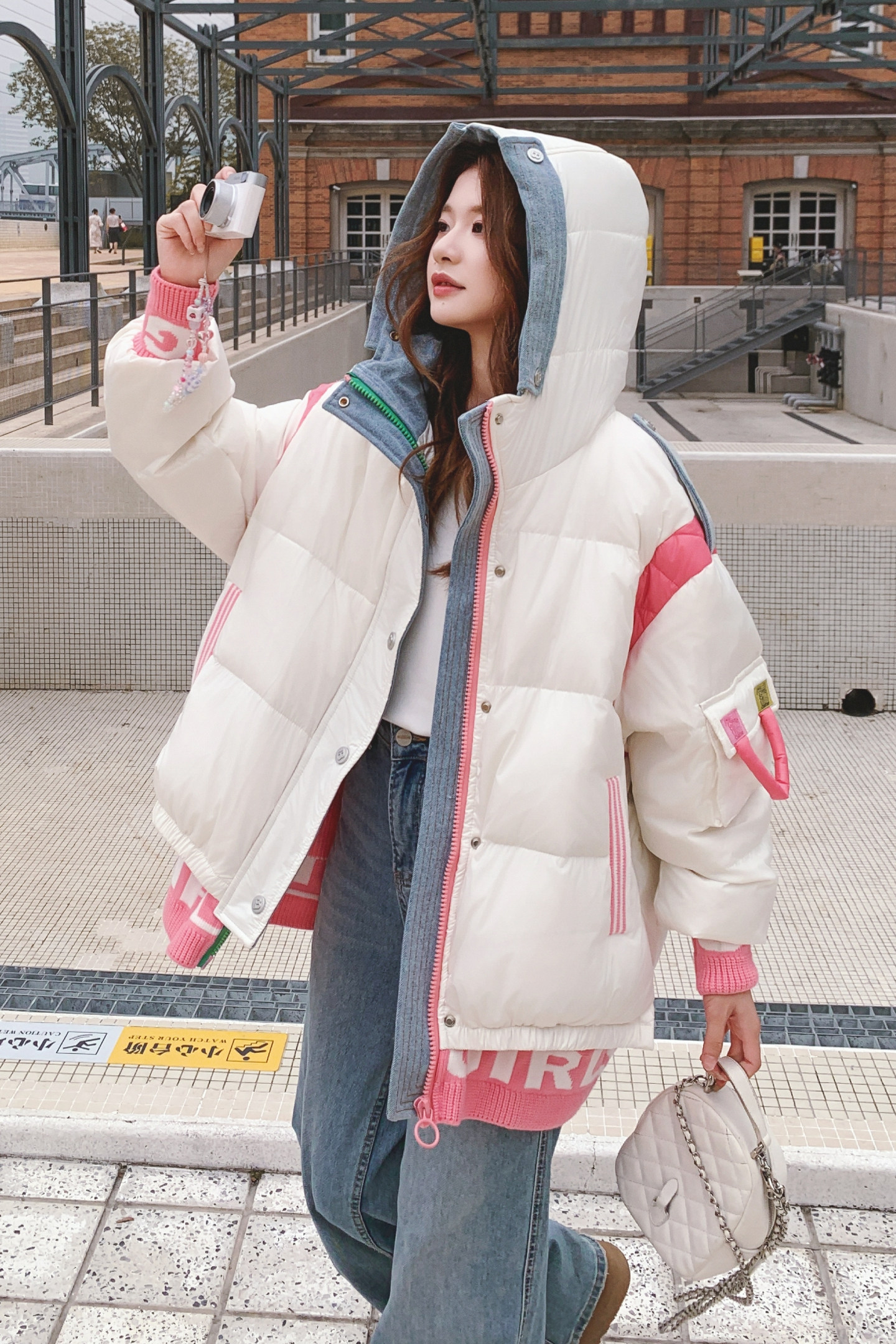 【大货】高级感字母螺纹拼接加厚羽绒服50绒Y103-P275K418,女装羽绒服,2C069