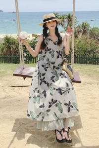 新中式蝴蝶印花无袖连衣裙女2025夏季新款超好看复古气质背心长裙图片