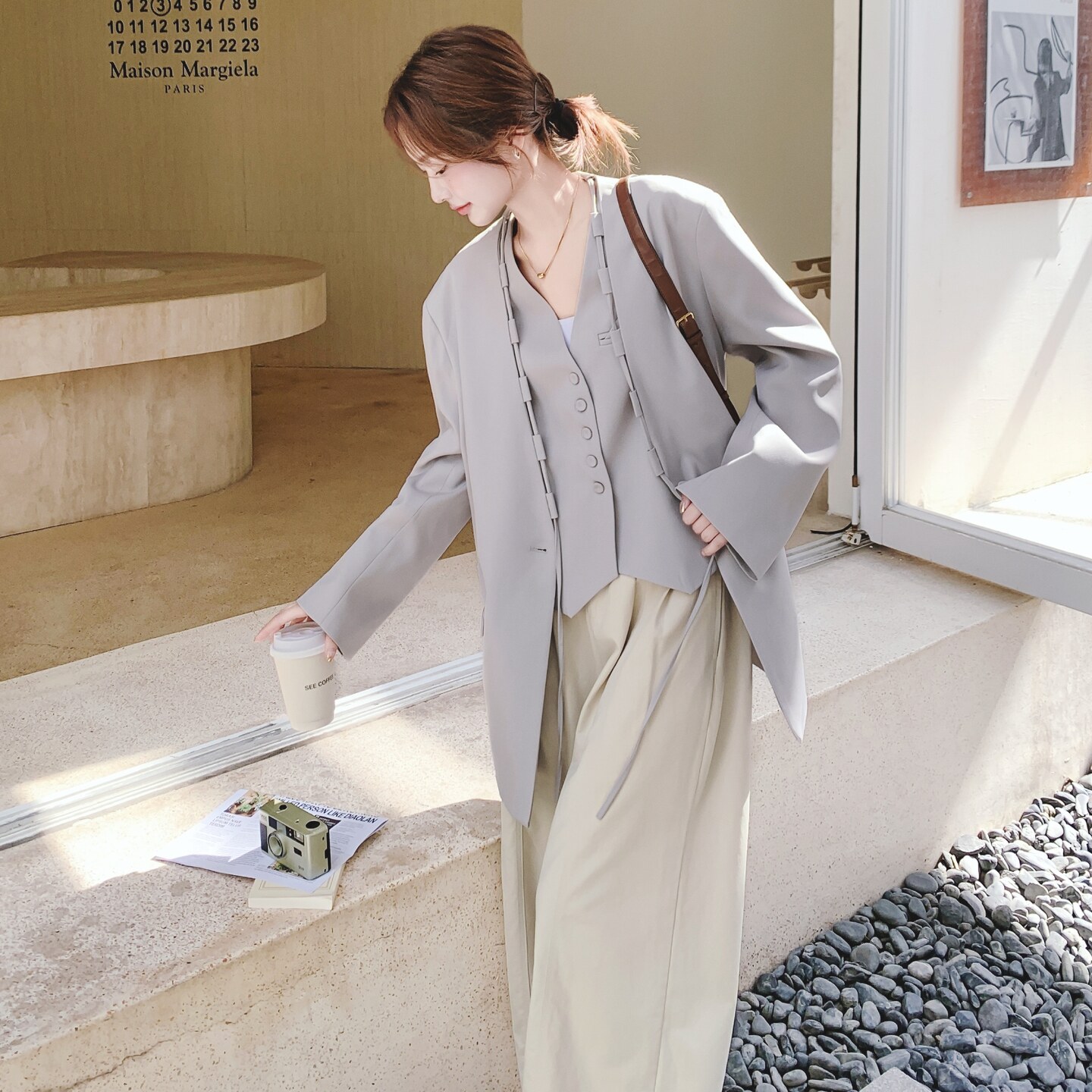 韩系通勤风西装套装女2025早秋新款时尚设计感气质马甲西服两件套,女装套装/套裙,2C069