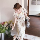 森系甜美减龄初恋印花泡泡袖上衣套装新款半身裙两件套连衣裙女夏，女装套装/套裙，2C069