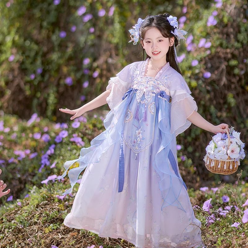 旗铂汉服女童2025新款夏儿童古风国风公主裙日常可穿仙古装唐装图片