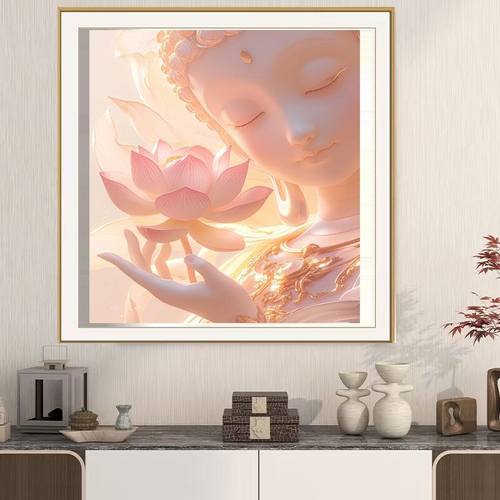 已买版权佛手莲心十字绣线绣自己手工绣心似莲花开静心新款满绣图