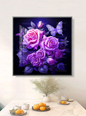 蒙娜丽莎皇室紫色玫瑰蝶恋花唯美花卉十字绣自己绣材料包厂家批发