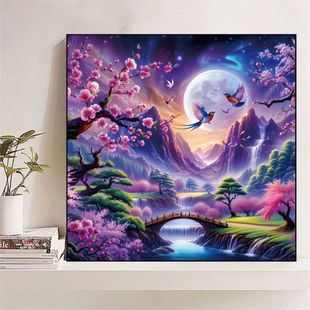 幽谷兰香十字绣2024新款线绣客厅卧室唯美玄幻风景喜鹊满绣手工绣