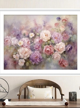 14ct高端棉线花雾紫韵十字绣花卉风景卡客厅卧室自己绣埃及棉线