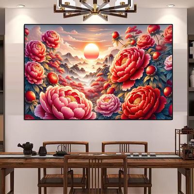 花开富贵十字绣2024新款线绣客厅牡丹花大幅画简约现代自己绣手工