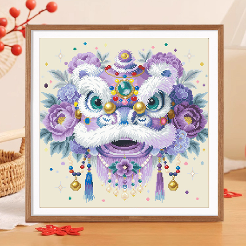 十字绣2025新款线绣客厅刺绣喜狮纳福卧室玄关手工绣棉线