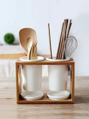 Kawashimaya Japanese-style ceramic chopstick basket rack Chopstick cage Household kitchen chopstick spoon tableware storage box
