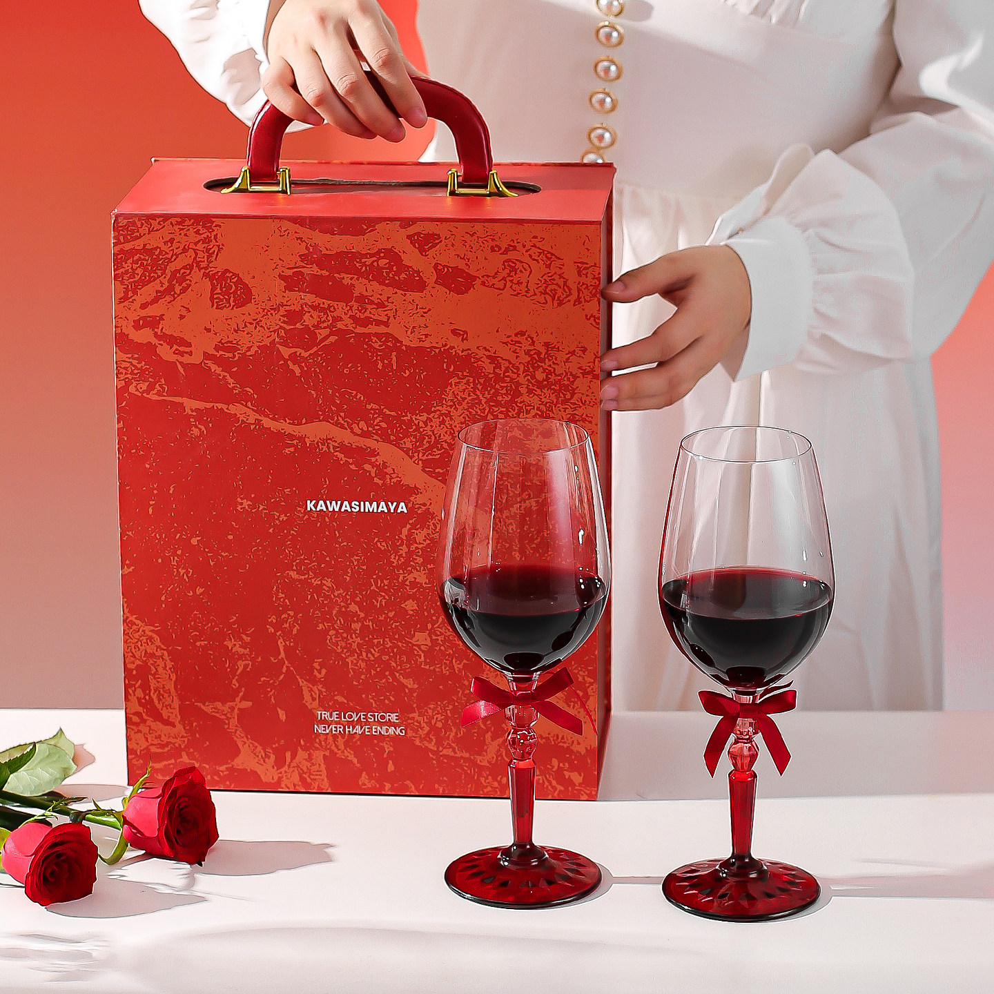 川岛屋敬酒杯红酒杯2个一对礼盒装高脚杯订婚结婚新婚礼物送新人,餐饮具,葡萄酒/红酒杯,淘宝优惠券,粉丝福利购,淘宝优惠卷