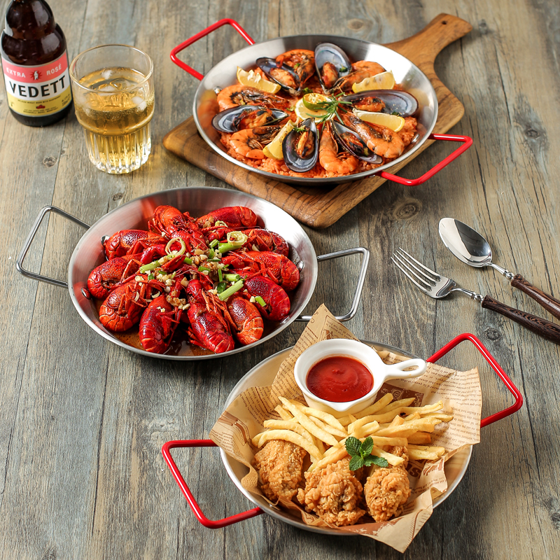 川岛屋海鲜盘不锈钢双耳薯条炸鸡