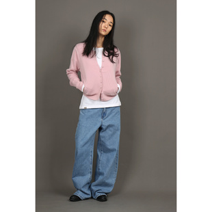 早春木质调穿搭Bì入wild 黑粉蓝色 lust奢软不扎全羊毛针织开衫